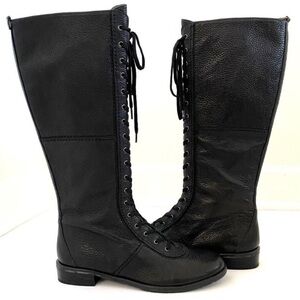 Stuart Weitzman Black Lace Up Boots